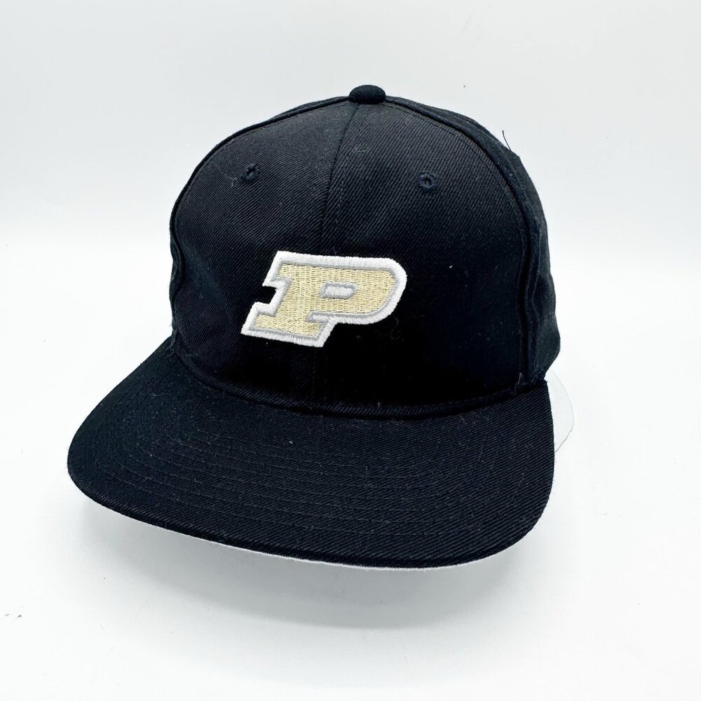 Rare Vintage 90s Purdue Boilermakers NCAA Champion Black Snapback Cap Hat EUC